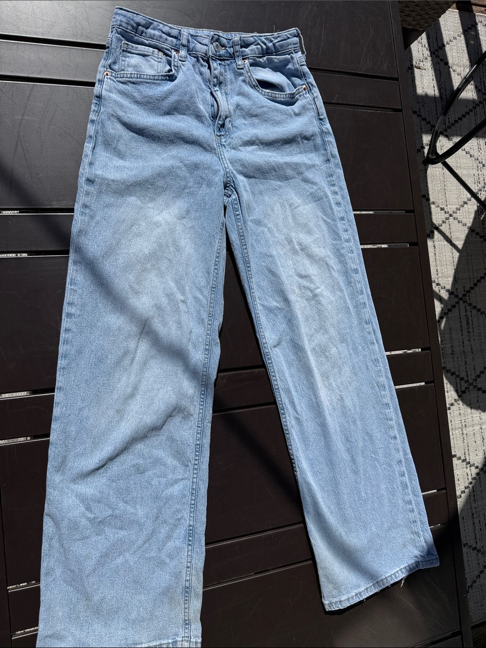H&M Light Blue Women’s wide leg high waist Straight-Leg Jeans 27